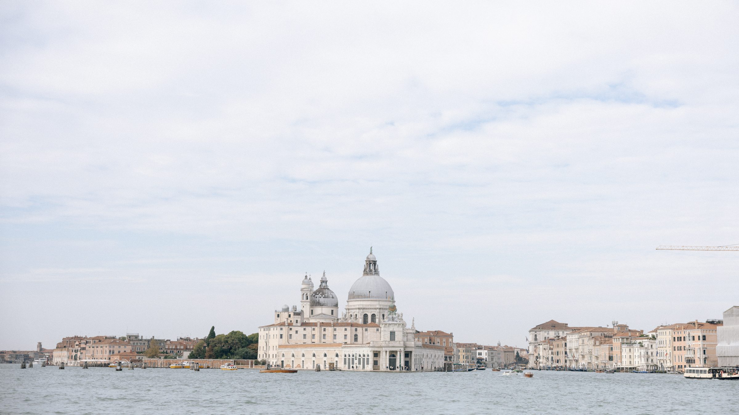Venetian lagoon view toward San Giorgio Maggiore during a small wedding in Venice